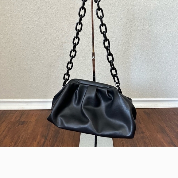 BADGLEY MISCHKA Black Chain Shoulder & Clutch Bag VEGAN Leather Cruelty Free - Picture 10 of 16